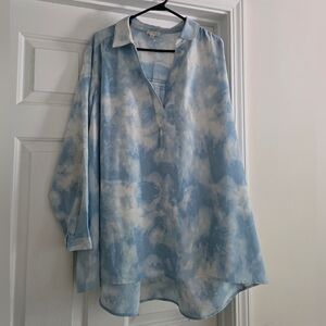 Wonderly Blue and White Tie-Dye Blouse